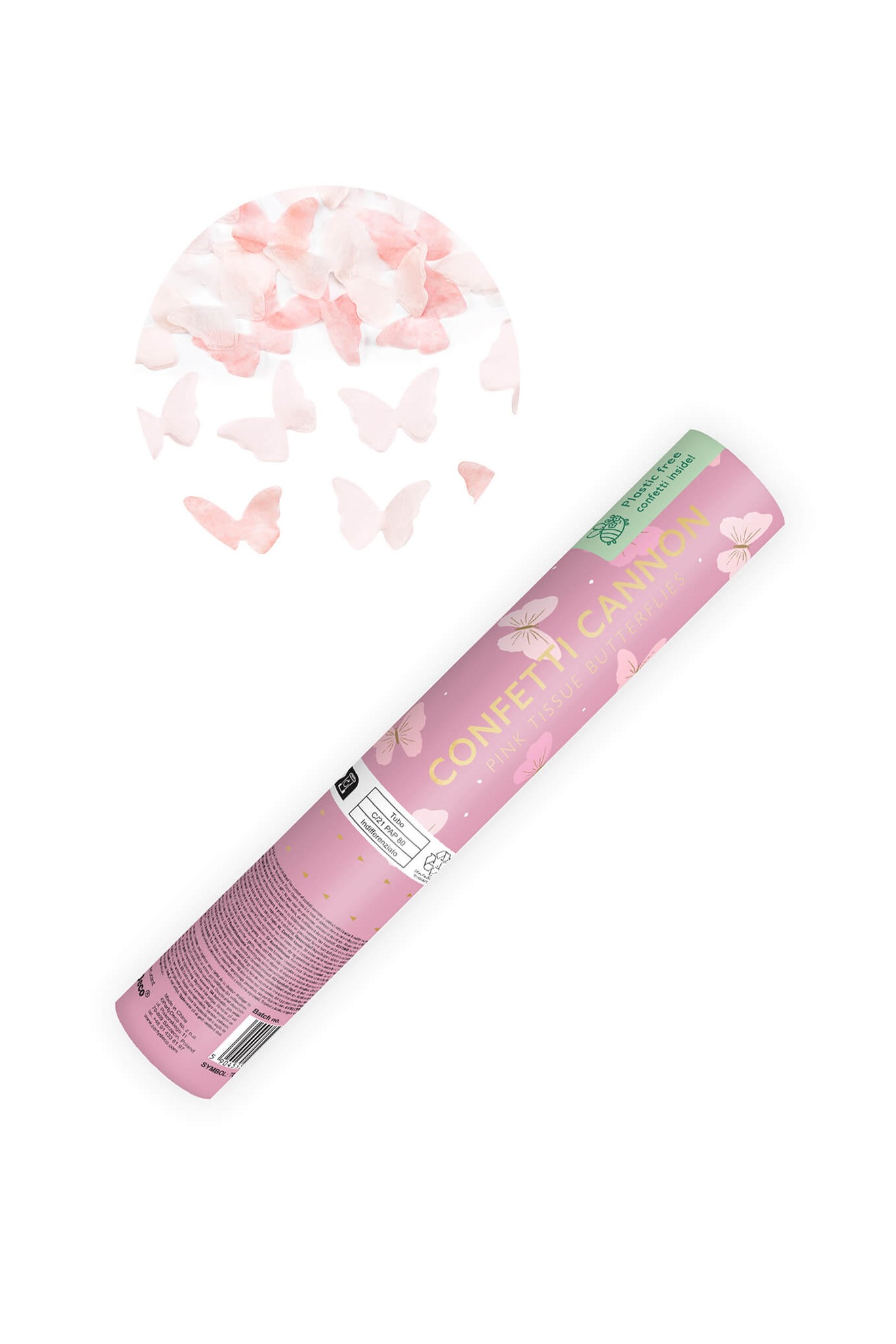 Confetti cannon with butterflies, 20 cm
