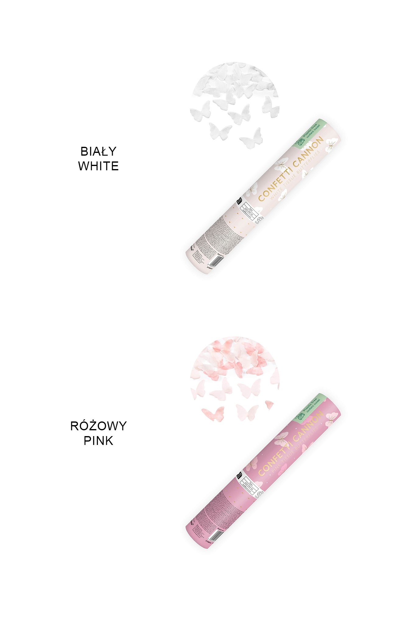 Confetti cannon with butterflies, 20 cm