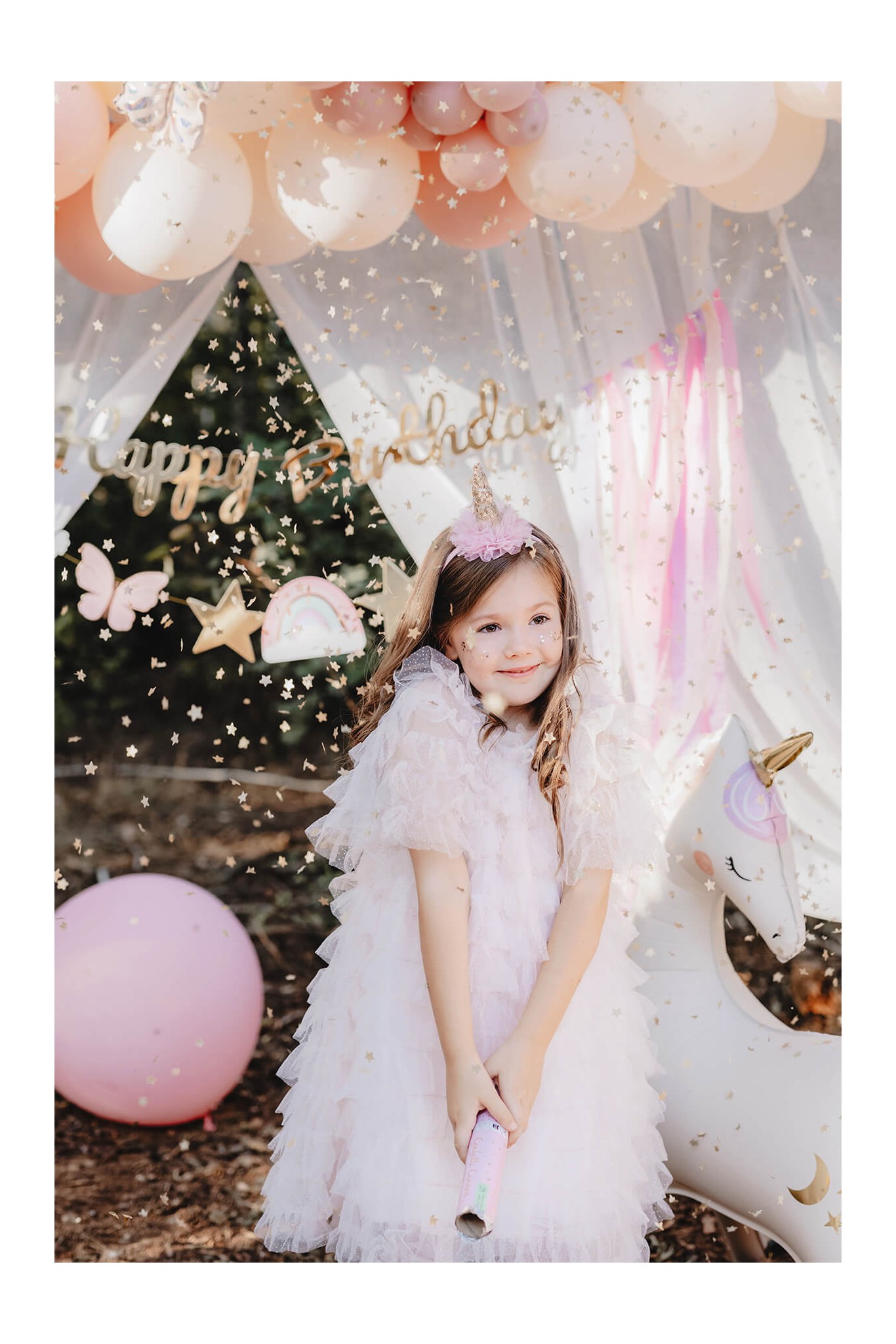 Konfettikanone mit goldenen Sternen, 20 cm