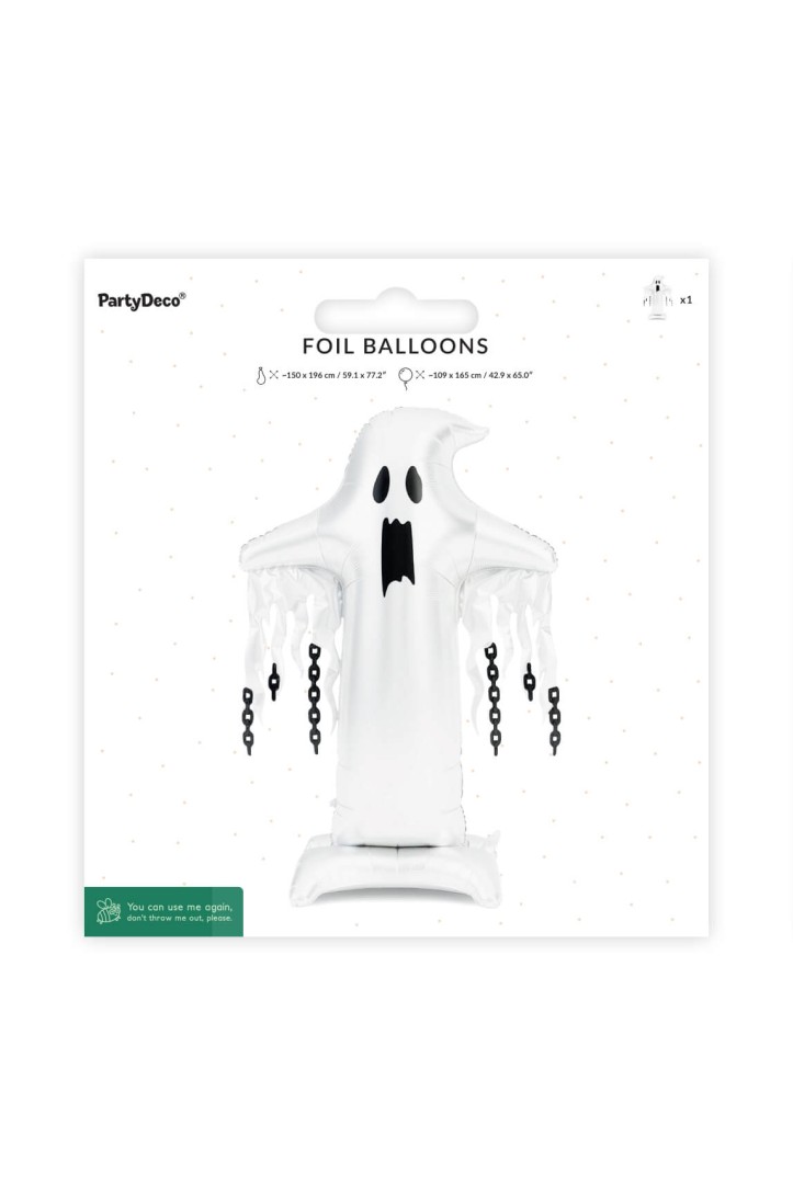Standing XXL Ghost foil balloon, 109 x 165 cm