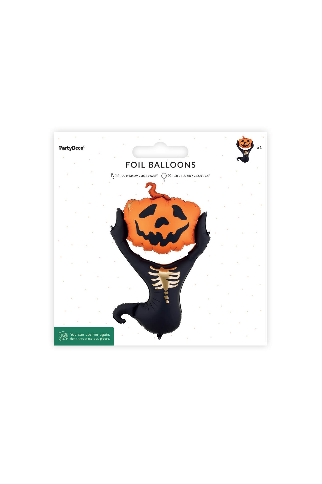 Scarecrow foil balloon, 60 x 100 cm, black and orange
