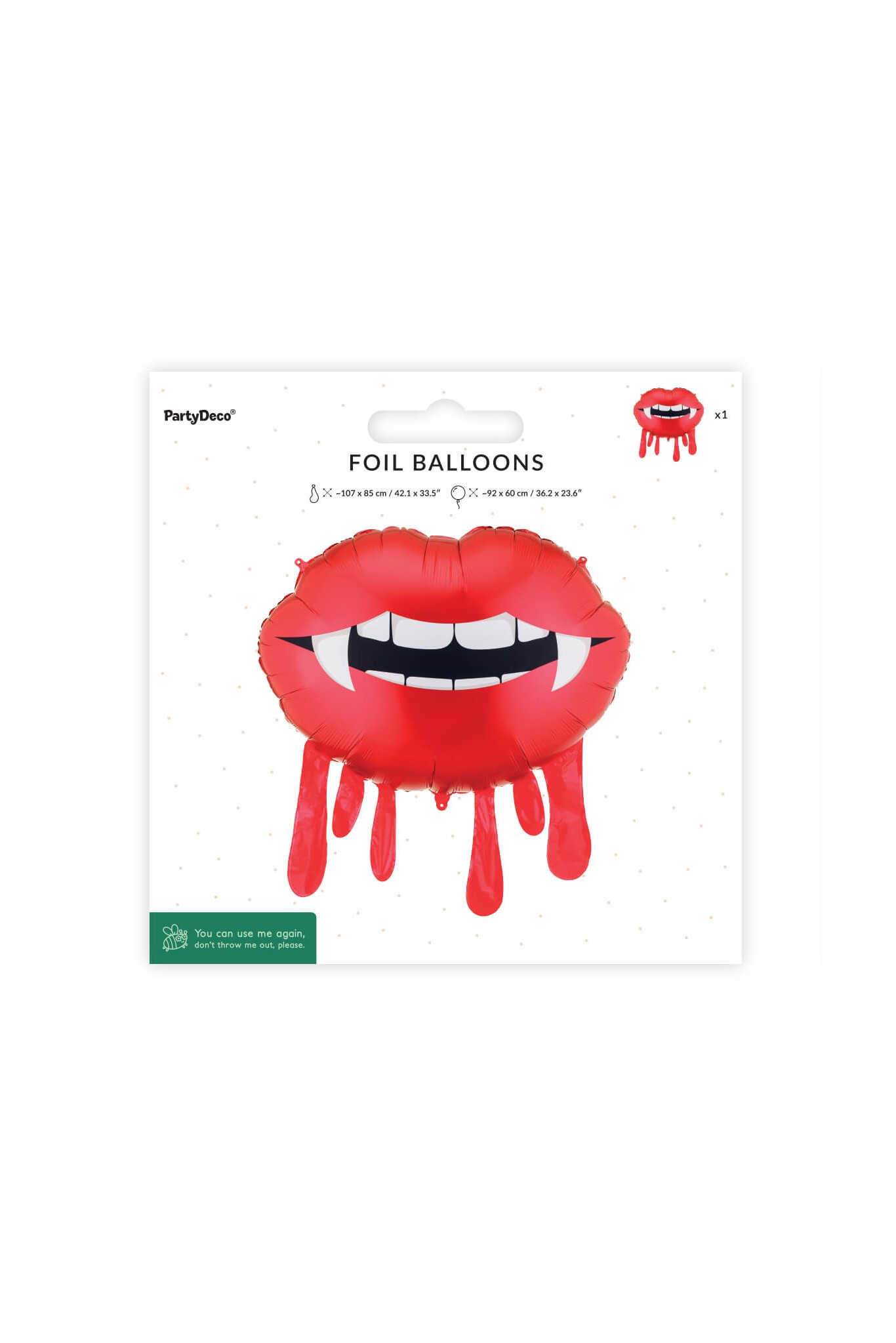 Folienballon Blutender Mund, 92 x 60 cm