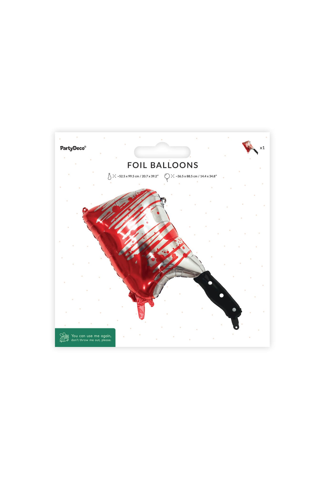 Folienballon Blutiges Hackbeil, 36,5 x 88,5 cm