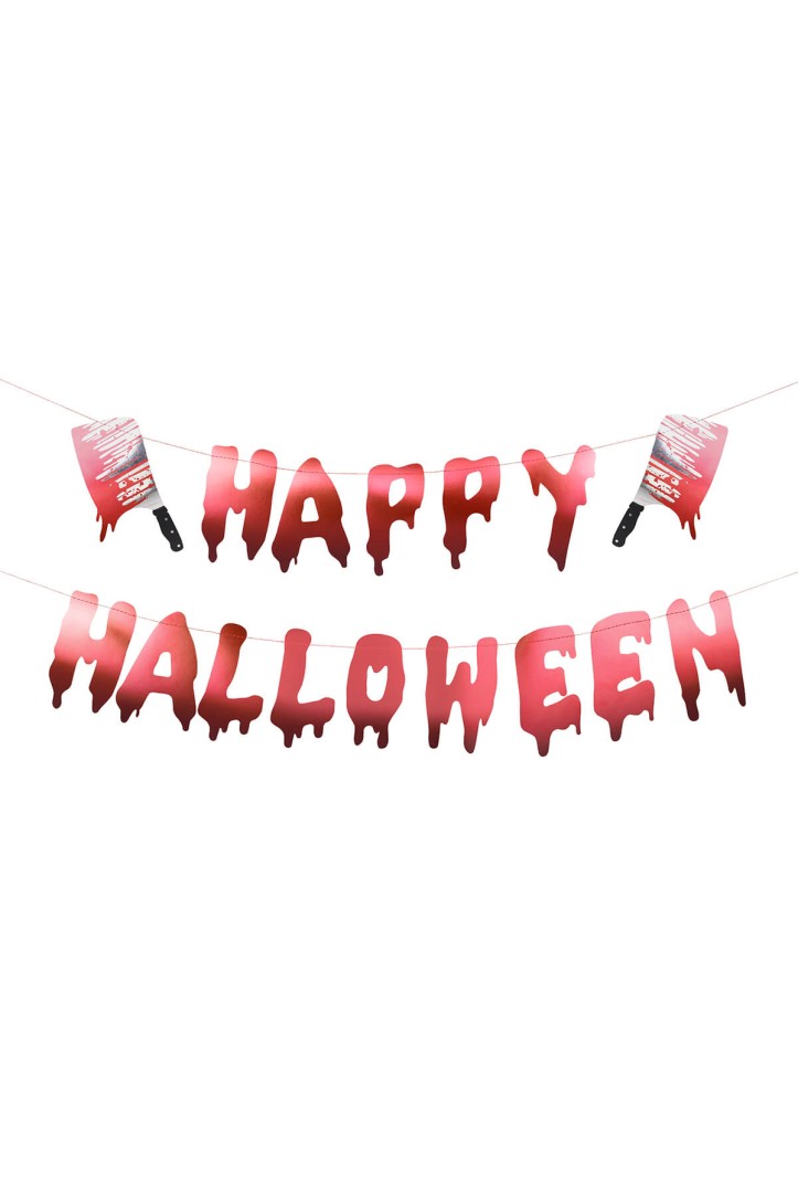 Happy halloween banner with cleavers 120 cm