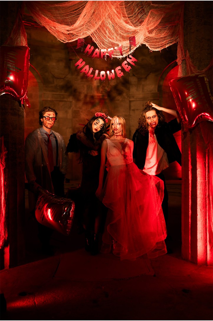 Happy-Halloween-Banner mit Hackbeilen, 120 cm