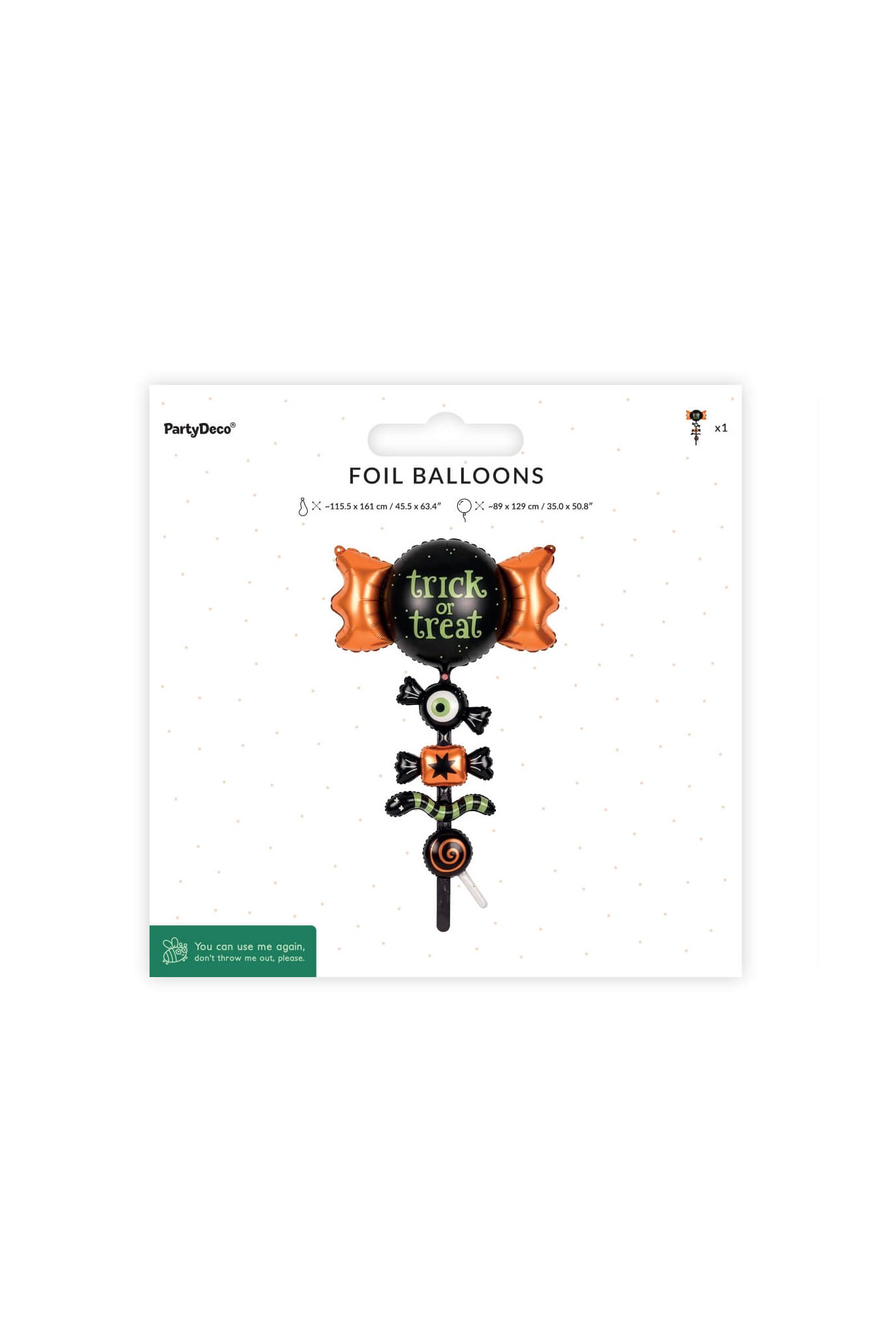 Trick or Treat foil balloon, 89 x 129 cm