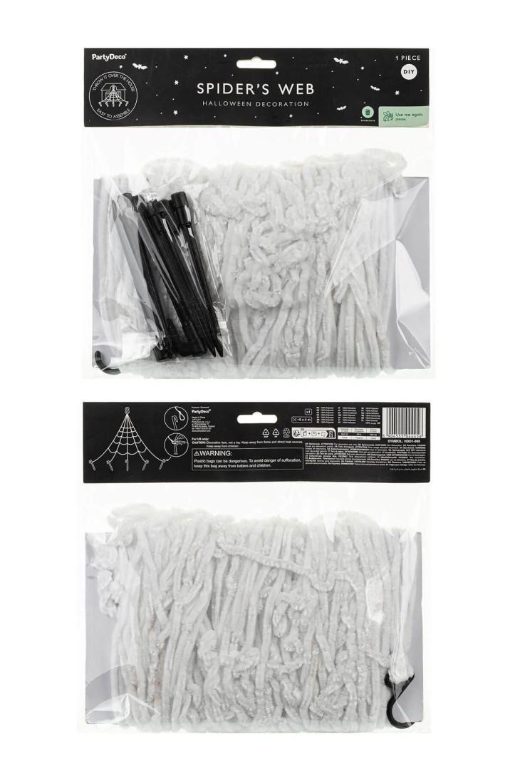 Spider web decoration, white, 5 x 4 m