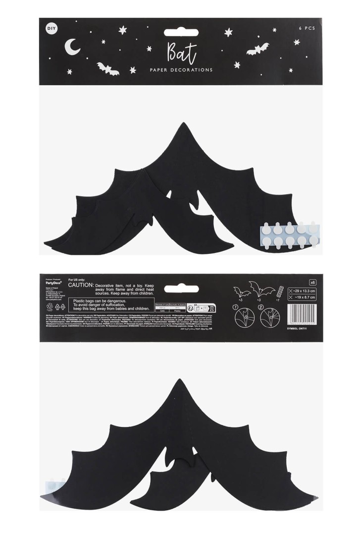 Paper bat decorations, 19–29 cm