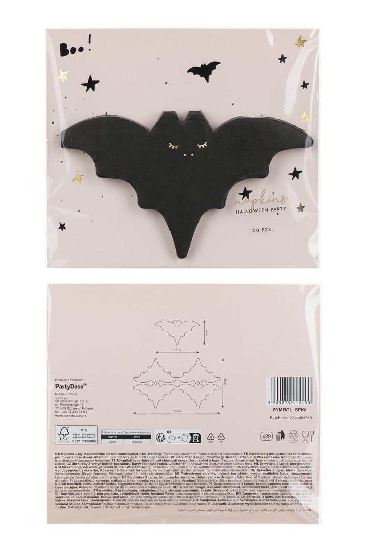 Bat napkins, 16 x 9 cm