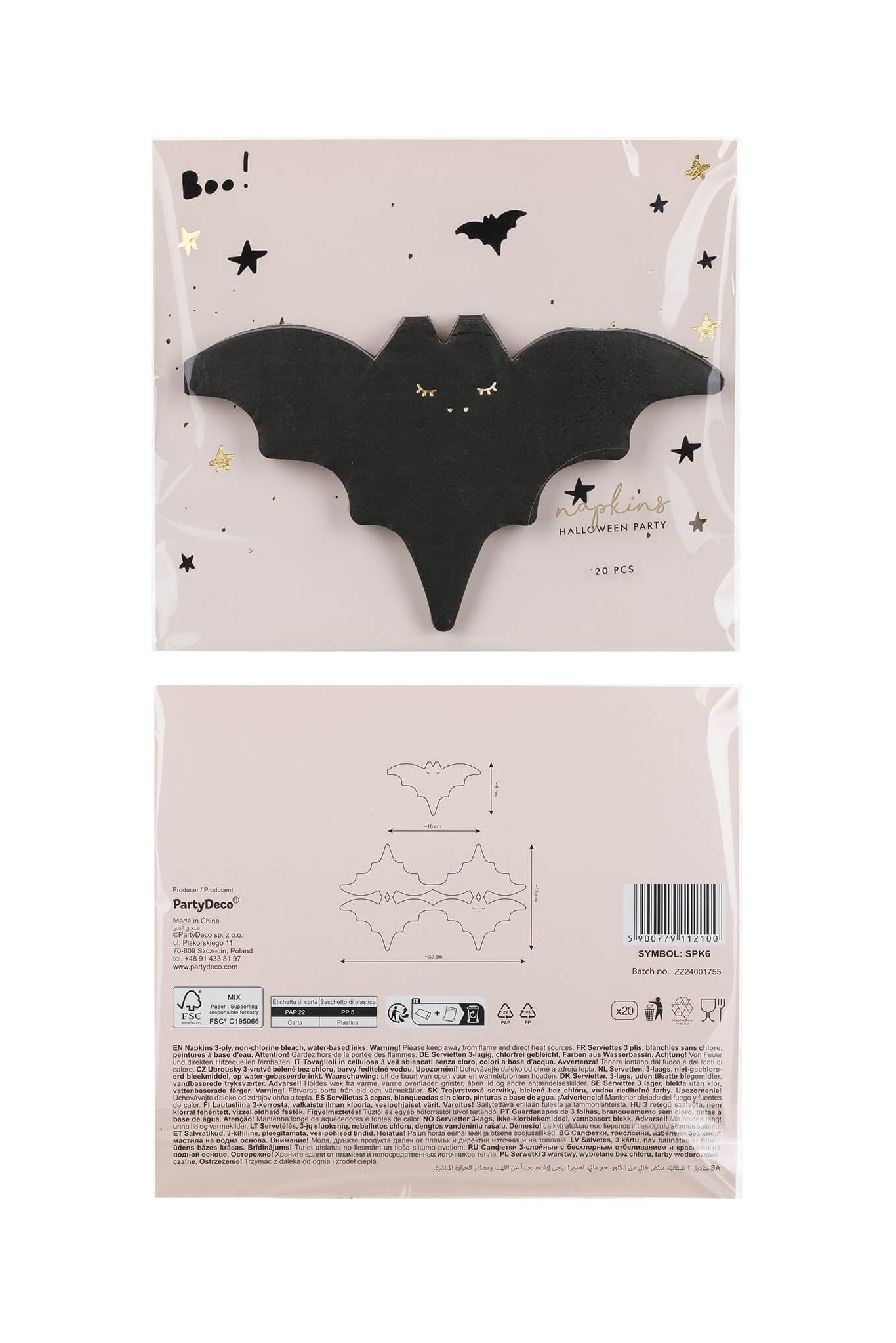 Servietten Fledermaus, 16 x 9 cm