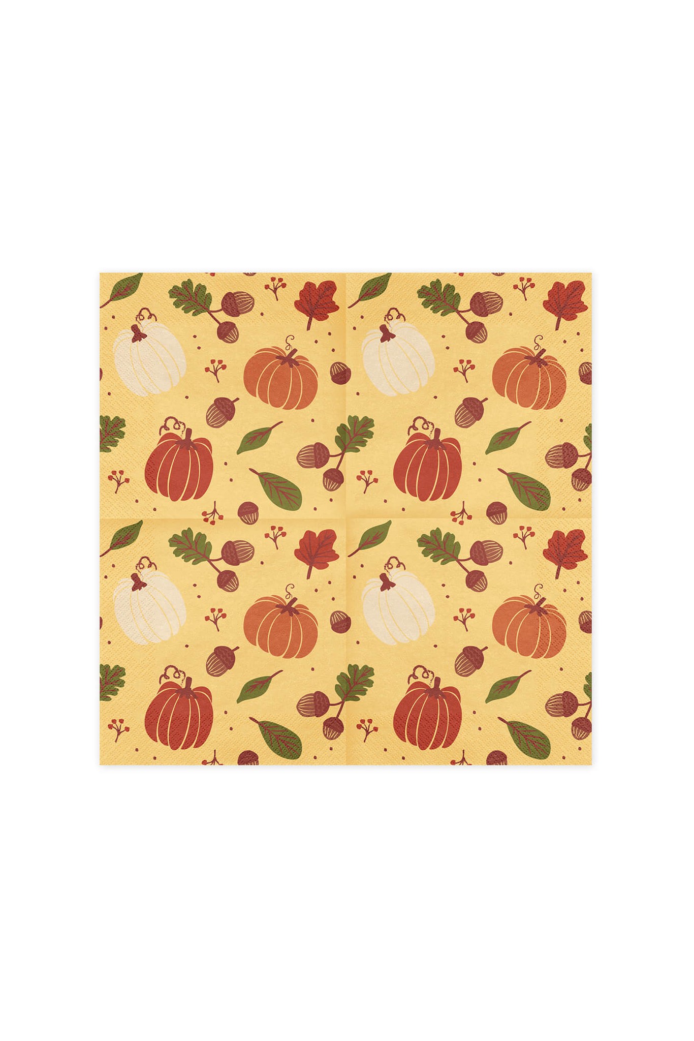 Herbstliche Servietten mit Kürbissen und Eicheln, 33 x 33 cm