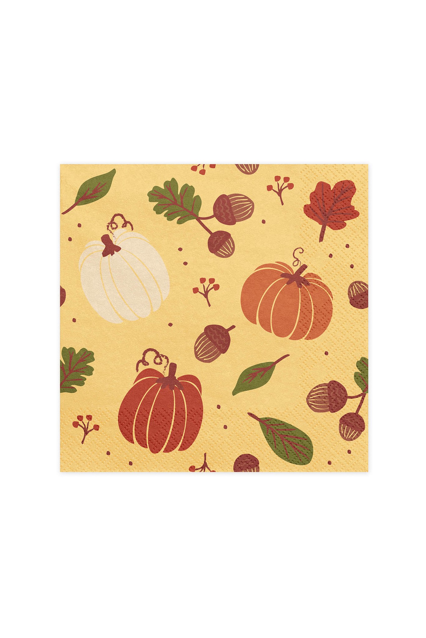 Herbstliche Servietten mit Kürbissen und Eicheln, 33 x 33 cm