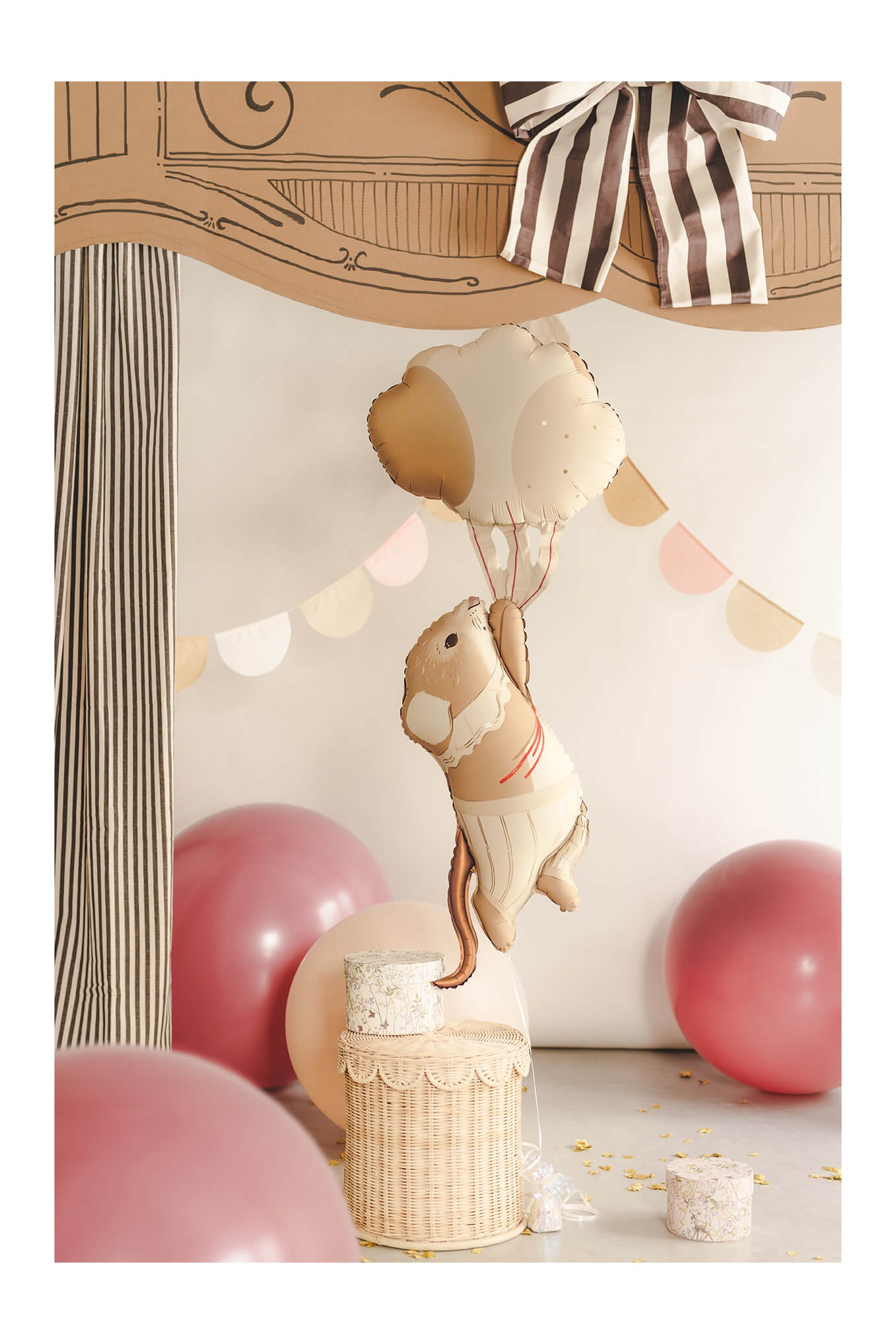 Mouse with balloons foil balloon, 44 x 104 cm