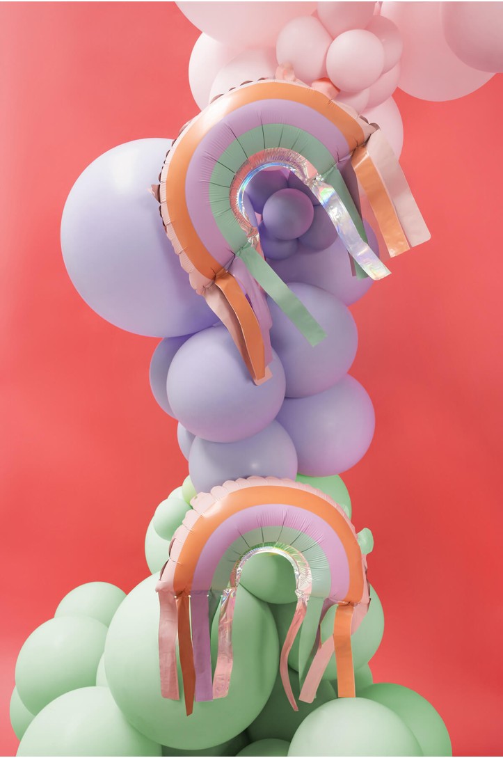Folienballons Regenbogen mit Fransen, 38 x 41 cm