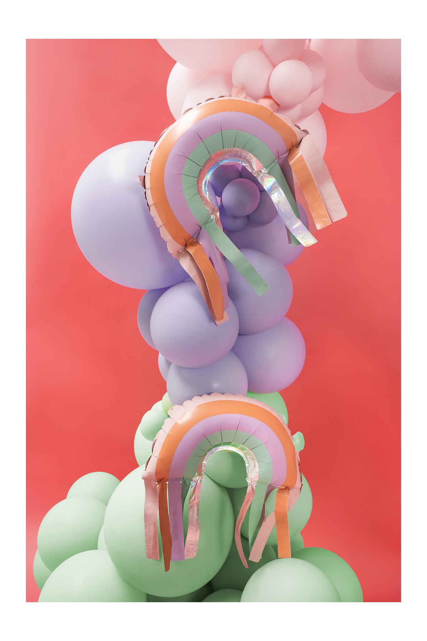 Folienballons Regenbogen mit Fransen, 38 x 41 cm
