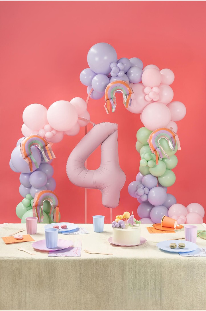 Rainbow foil balloons with tassels, 38 x 41 cm