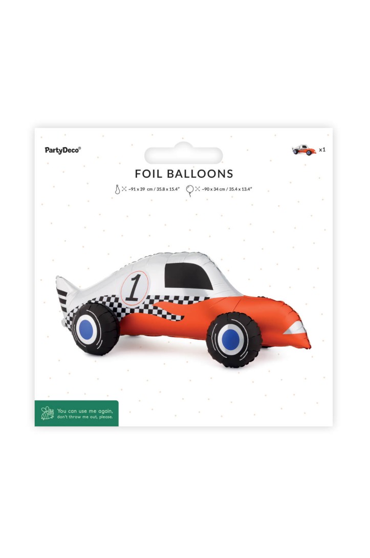 Standing Race Car foil balloon, 90 x 34 cm