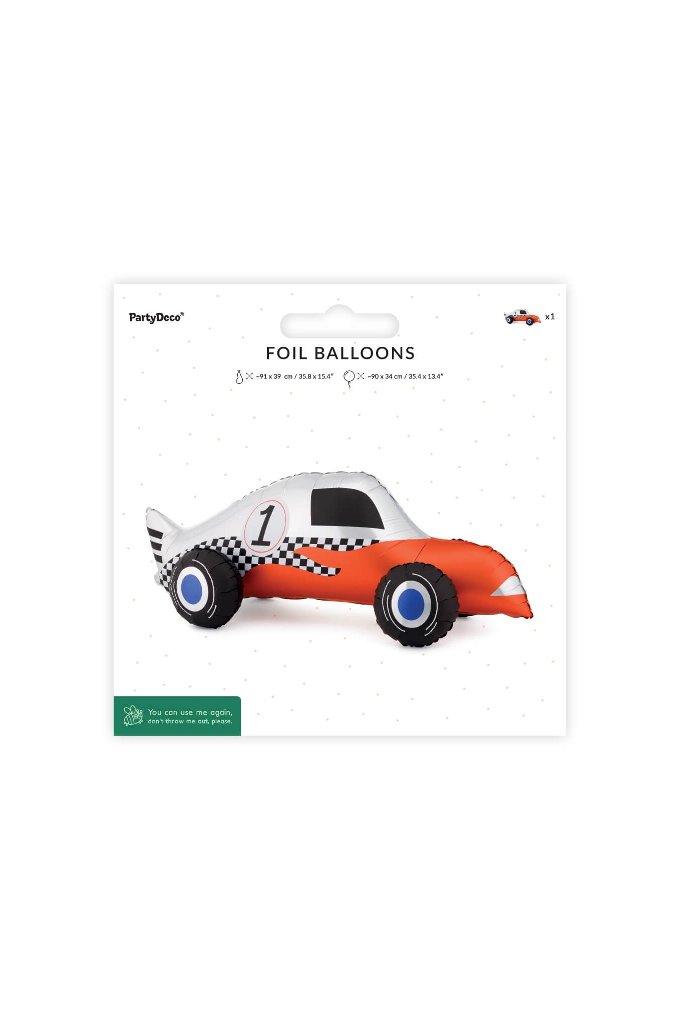 Stehender Folienballon Rennauto, 90 x 34 cm