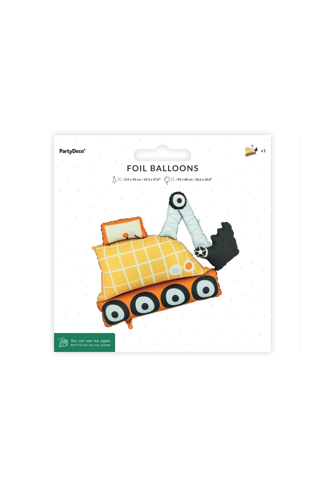 Folienballon Bagger, 93 x 68 cm