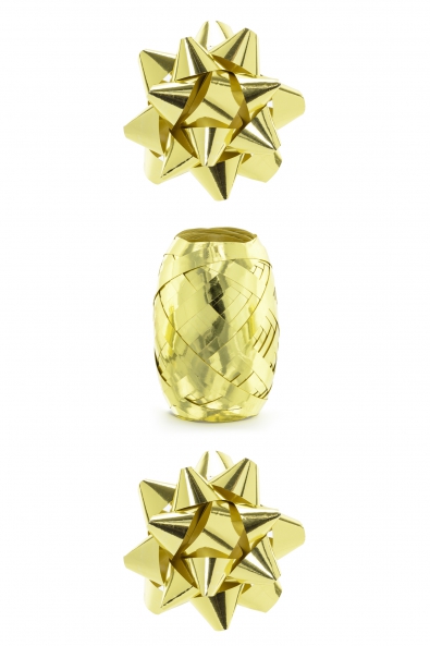 Goldset aus baendern und rosetten