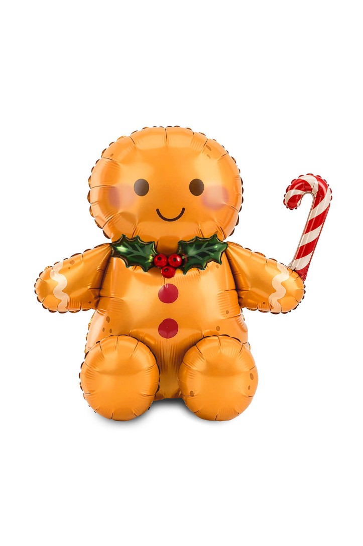 Foil balloon sitting gingerbread man