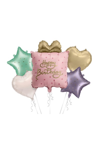 Zestaw balonów foliowych Prezent Happy Birthday