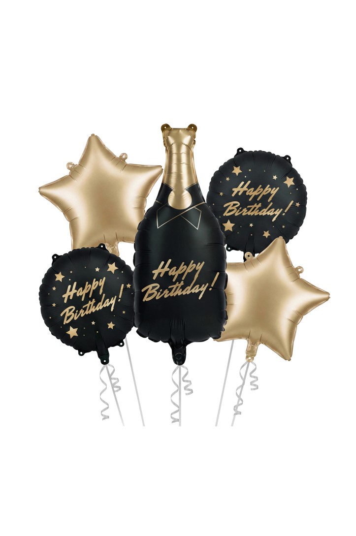 Zestaw balonów foliowych Butelka Happy Birthday