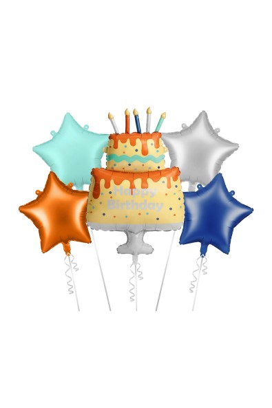 Colorful Birthday Cake Happy Birthday Foil Balloon Set