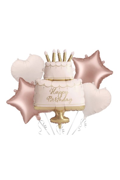 Zestaw balonów foliowych Pastelowy Tort Happy Birthday