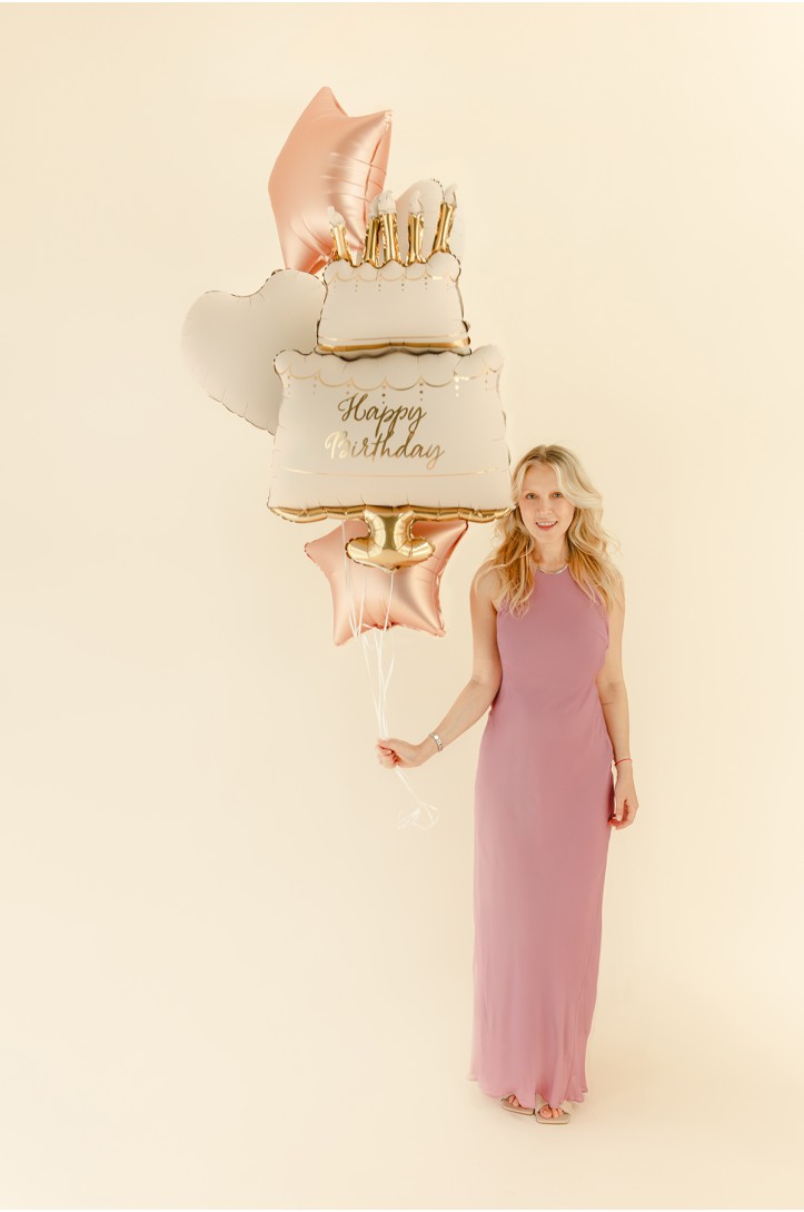 Zestaw balonów foliowych Pastelowy Tort Happy Birthday