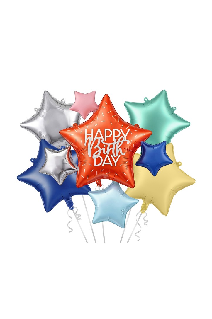 Happy Birthday Stars Foil Balloon Set