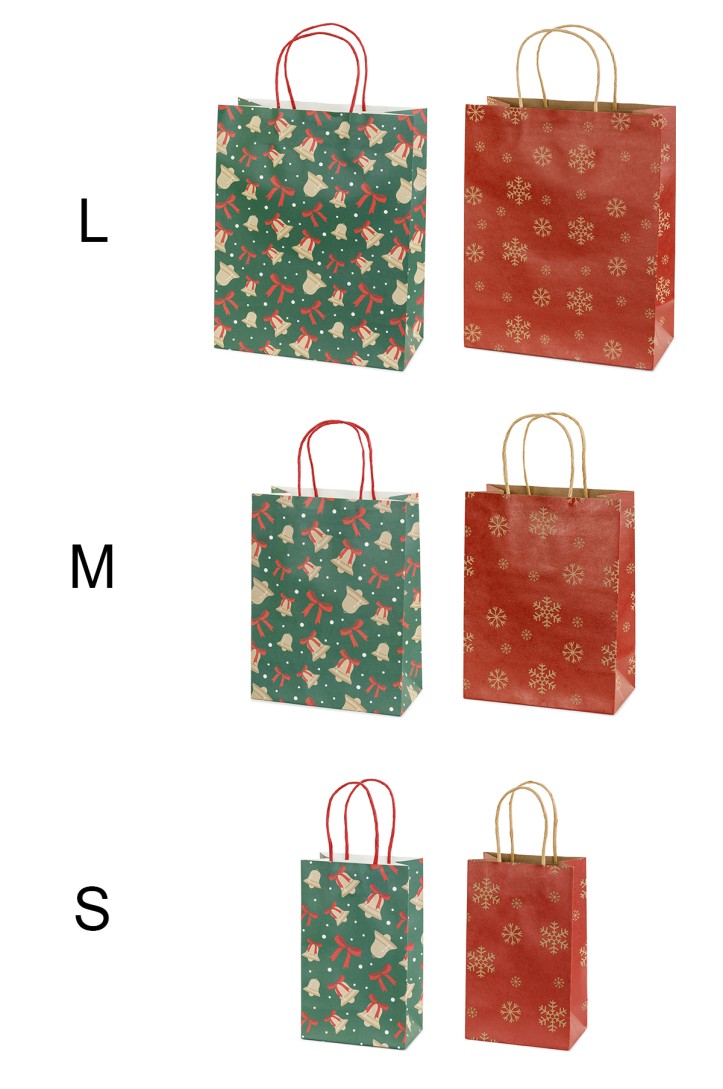 Gift Bags Snowflakes and Bells