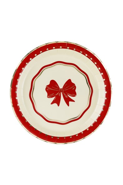 Paper Plates with a Red Bow